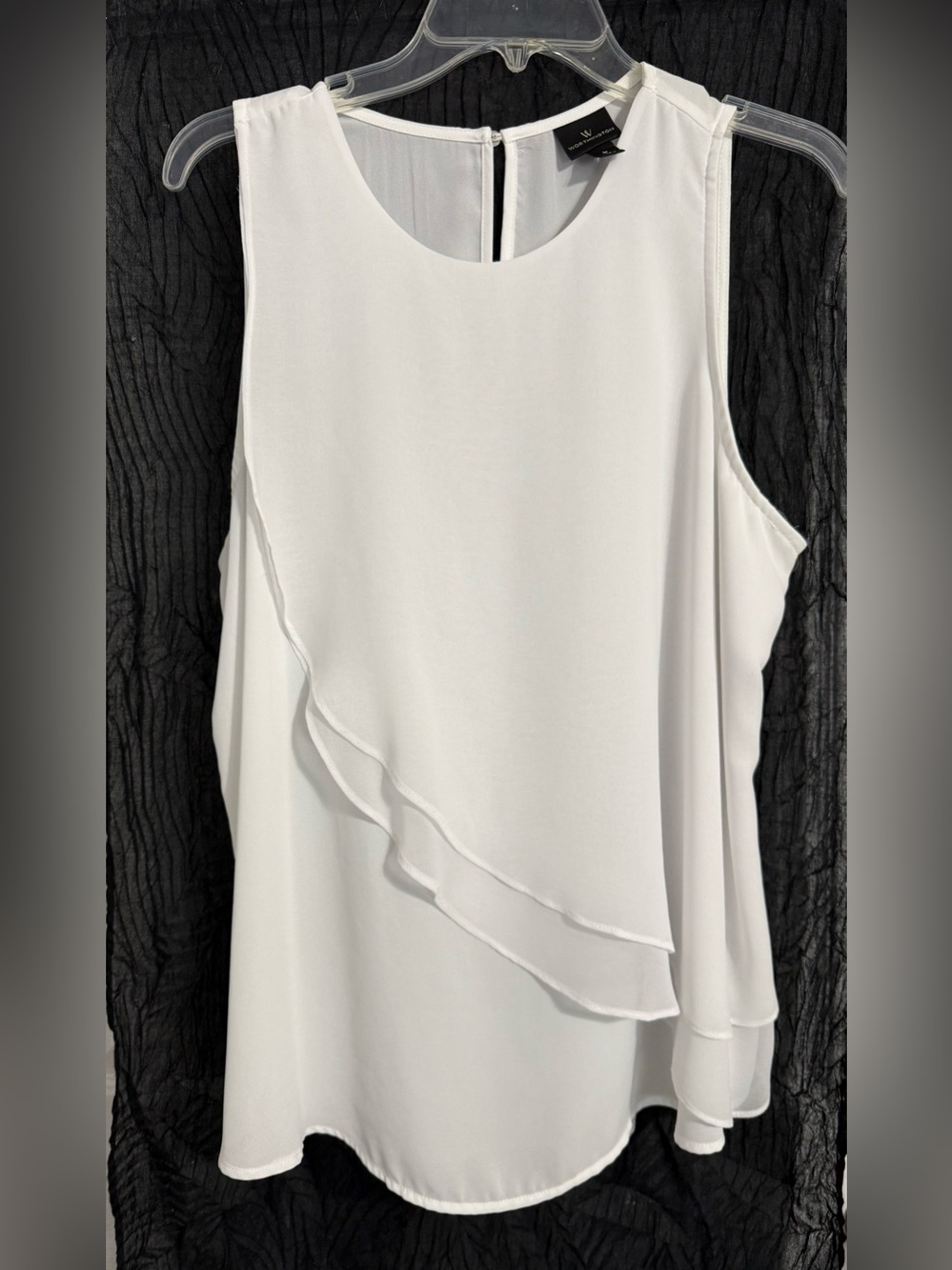 Worthington White Ruffle-Front Sleeveless Blouse